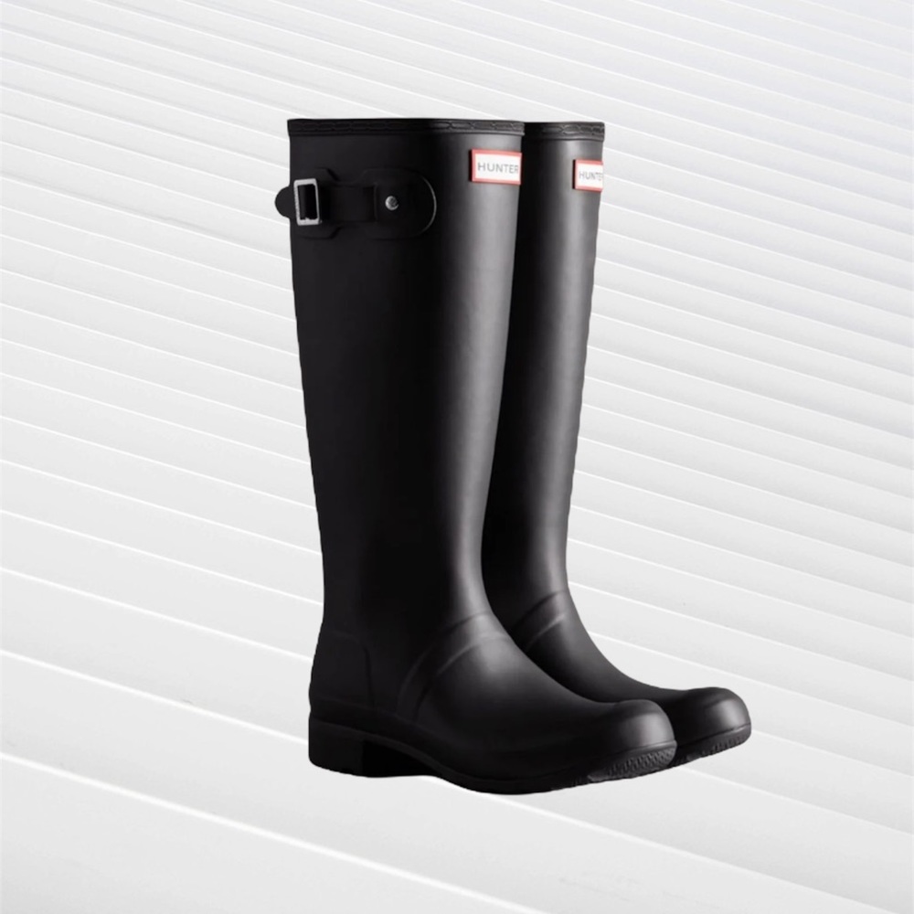 Hunters Women's Tour Foldable Tall Black Rain Boots size 7